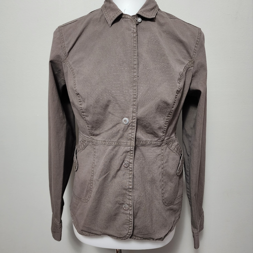 Columbia Mushroom Twill Snap Front Utility Jacket Size Medium